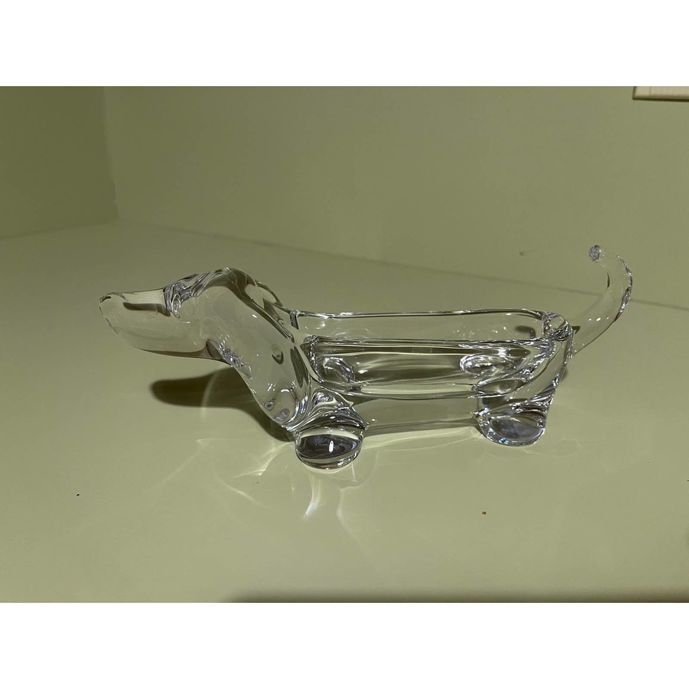 Vintage Art Lead Crystal Dachshund Dog Candy Dish - Picture 2 of 9